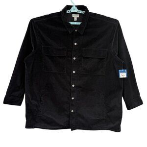 Arizona Jean Mens Long Sleeve Black Corduroy Shirt Jacket Big/Tall Size 3XLT NWT